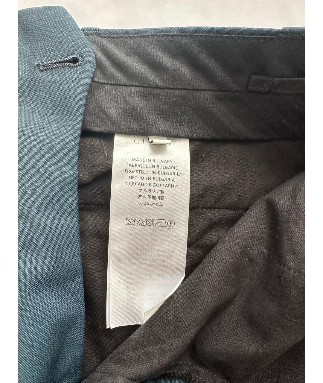 GUCCI Темно-синие шерстяные прямые брюки, фото 5