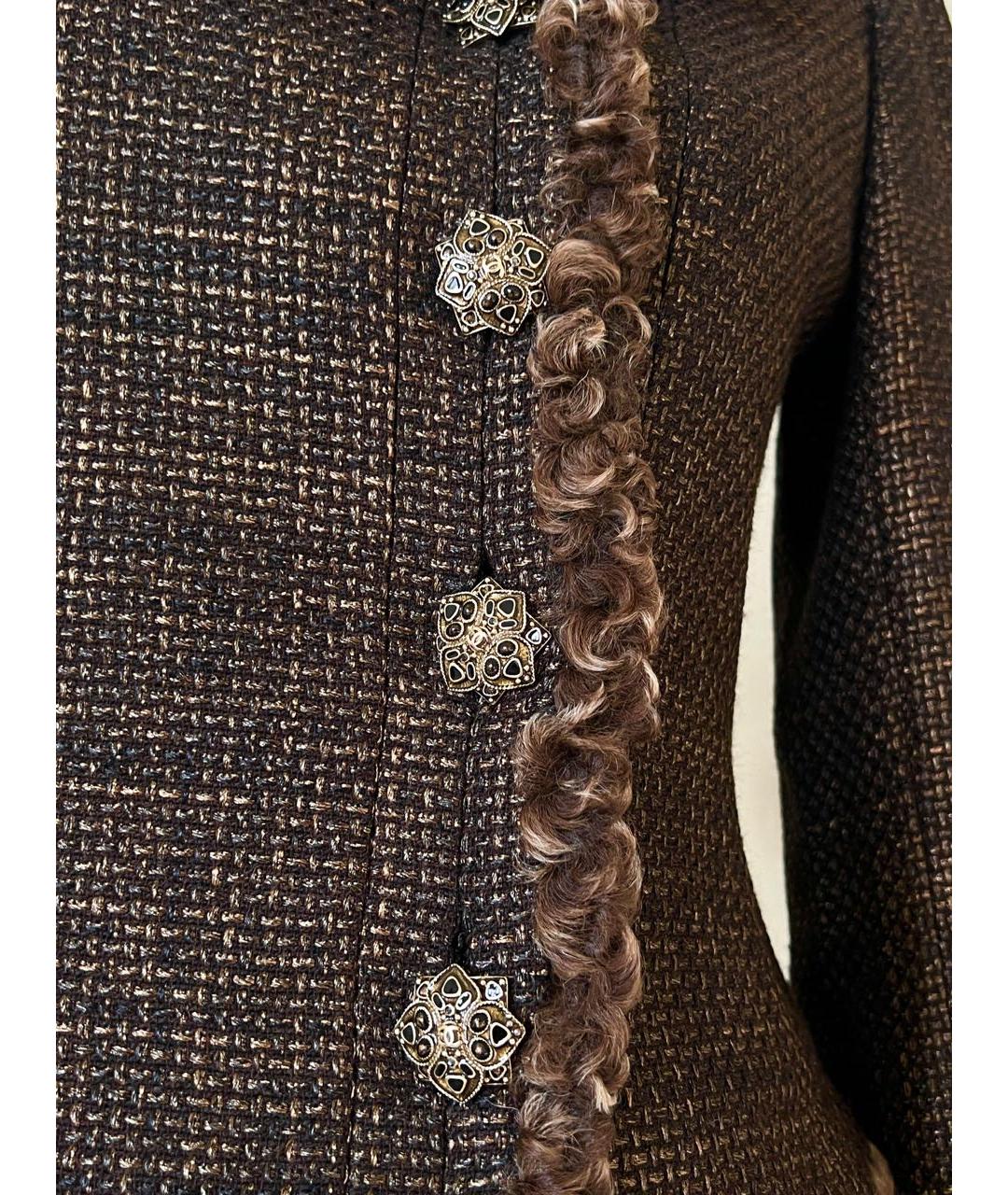 CHANEL PRE-OWNED Коричневый твидовый жакет/пиджак, фото 5