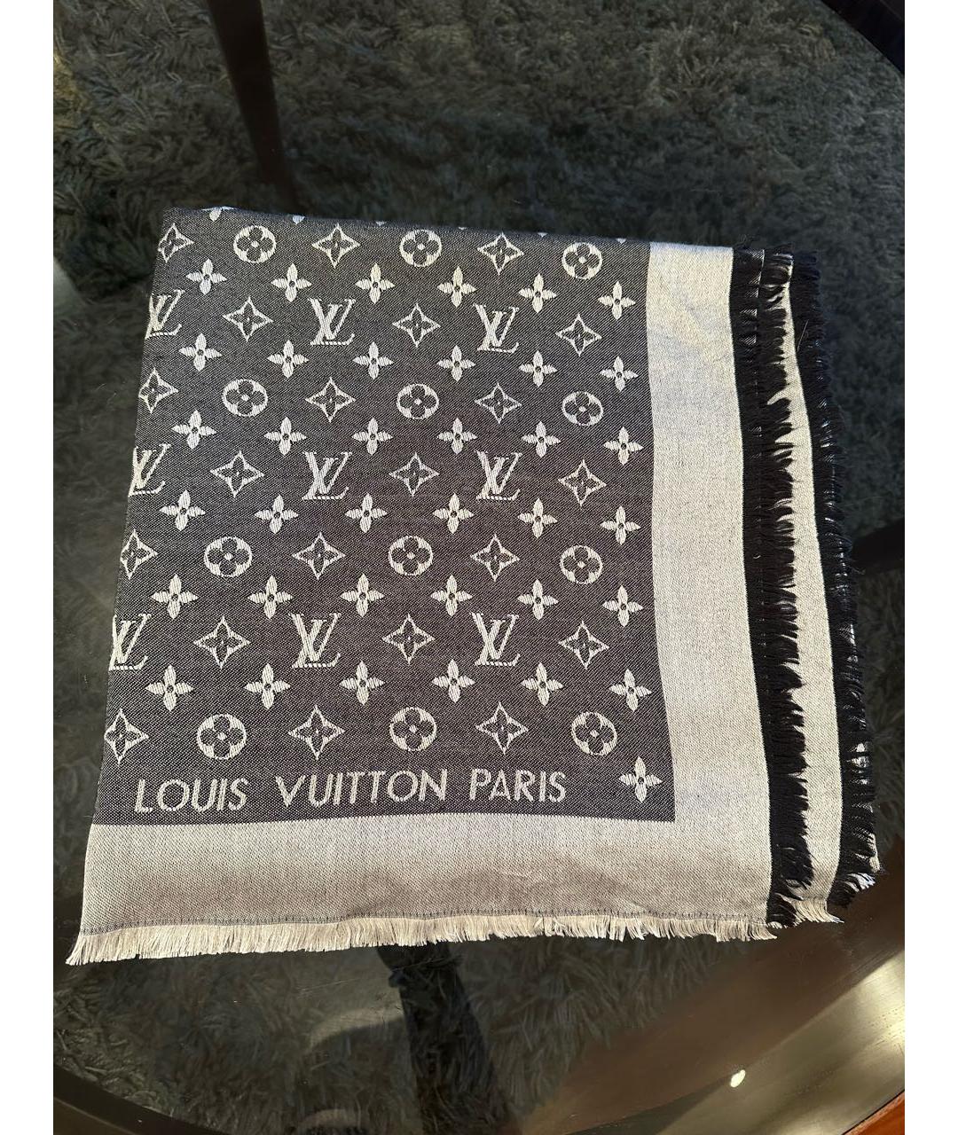 LOUIS VUITTON PRE-OWNED Черный шелковый платок, фото 7