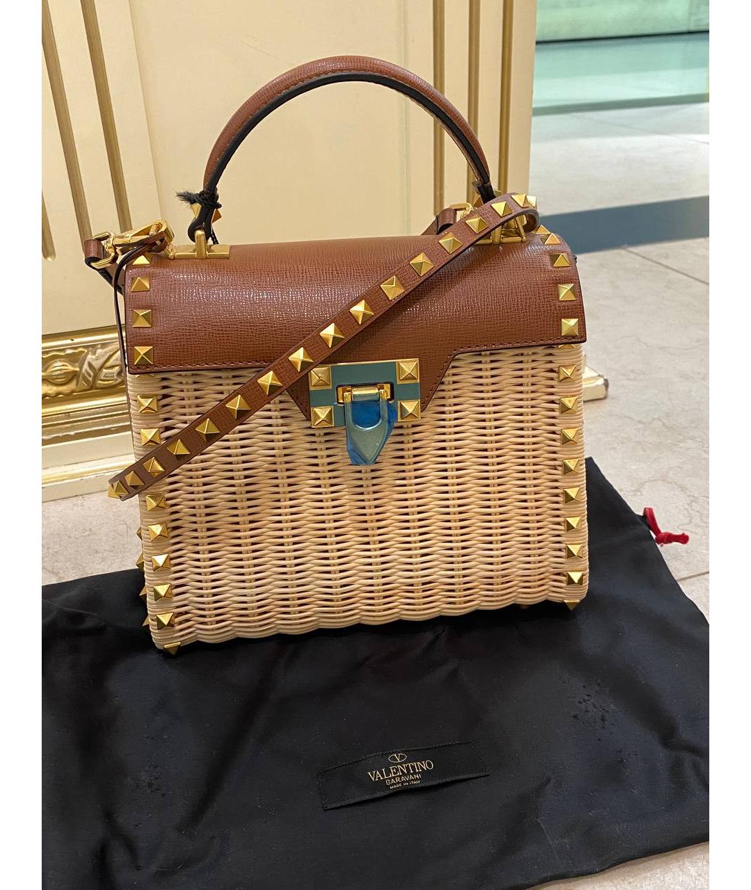 VALENTINO Коричневая пелетеная сумка с короткими ручками, фото 2