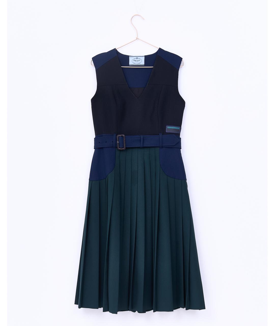 PRADA Темно-синее полиэстеровое повседневное платье, фото 7
