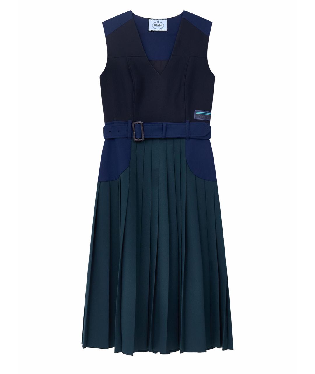 PRADA Темно-синее полиэстеровое повседневное платье, фото 1
