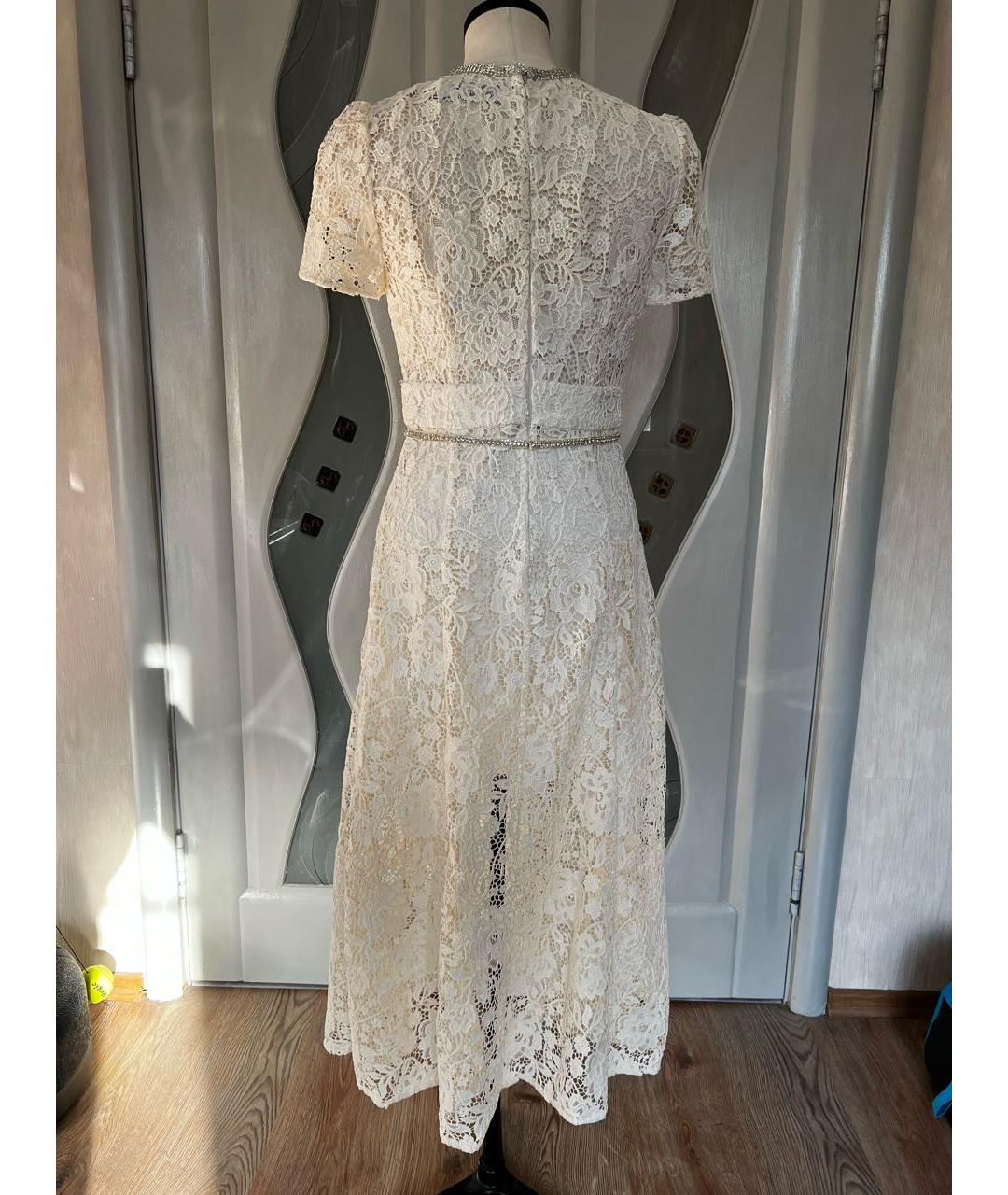 SELF-PORTRAIT Белое кружевное коктейльное платье, фото 4