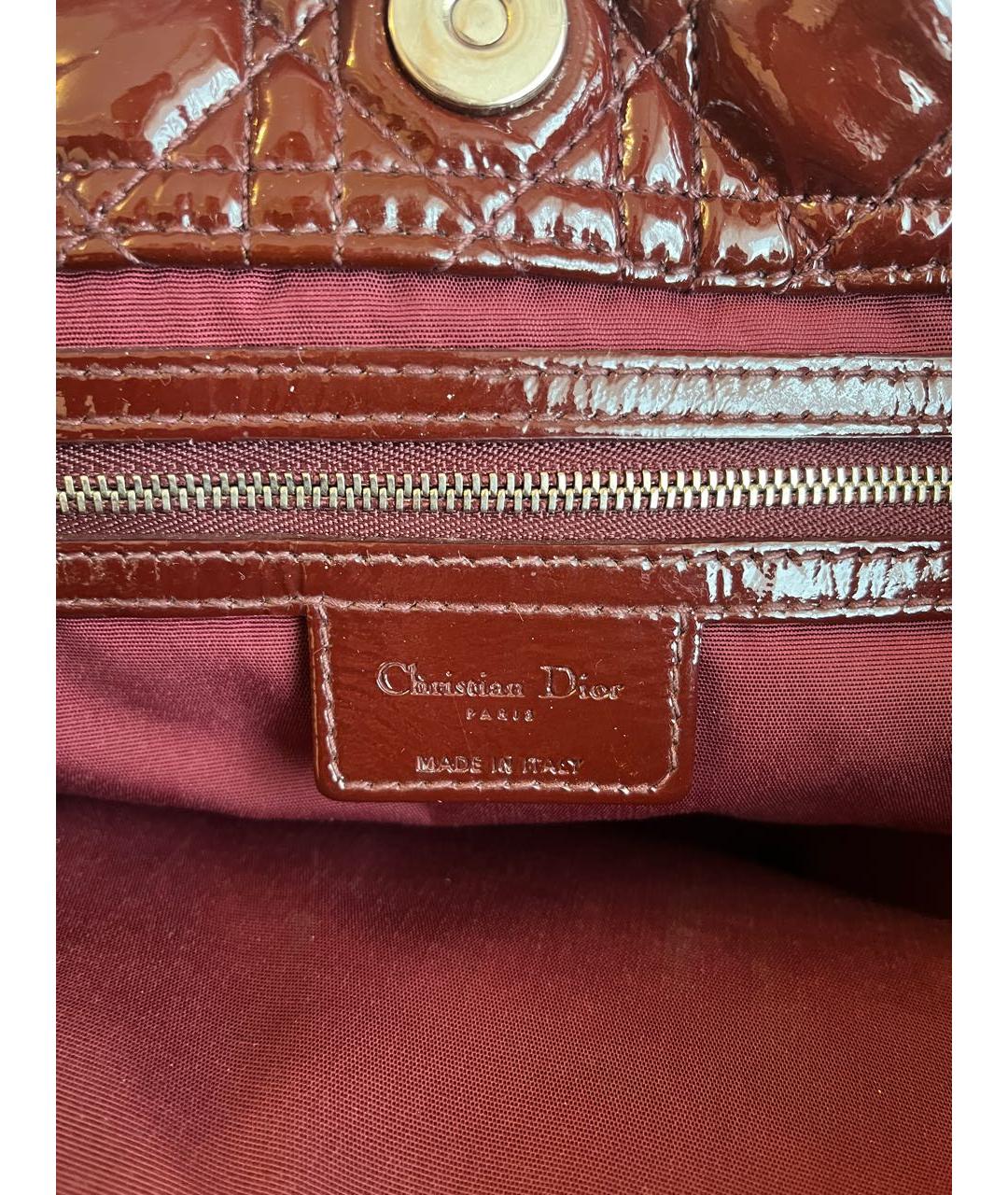 CHRISTIAN DIOR PRE-OWNED Бордовая сумка тоут из лакированной кожи, фото 7
