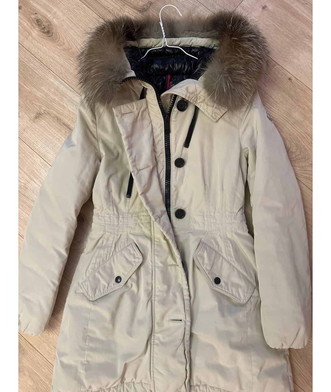 MONCLER Бежевая полиэстеровая куртка, фото 5