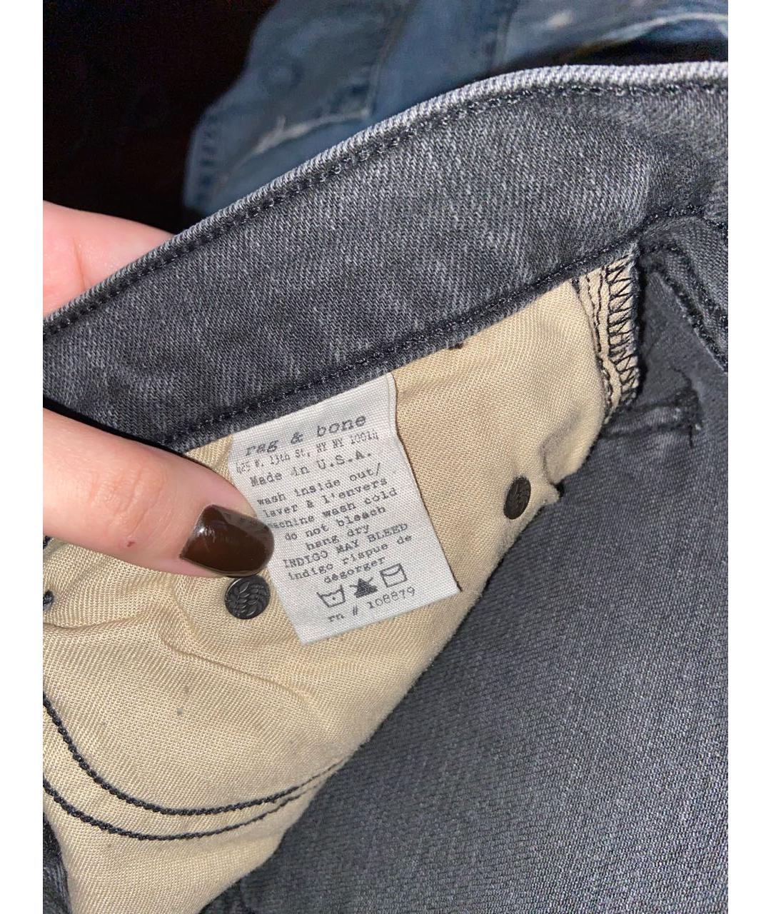 RAG&BONE Антрацитовые хлопковые джинсы слим, фото 4