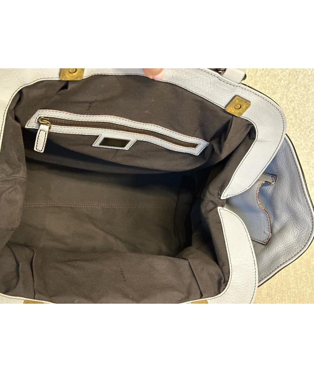 FENDI Серая кожаная сумка с короткими ручками, фото 4