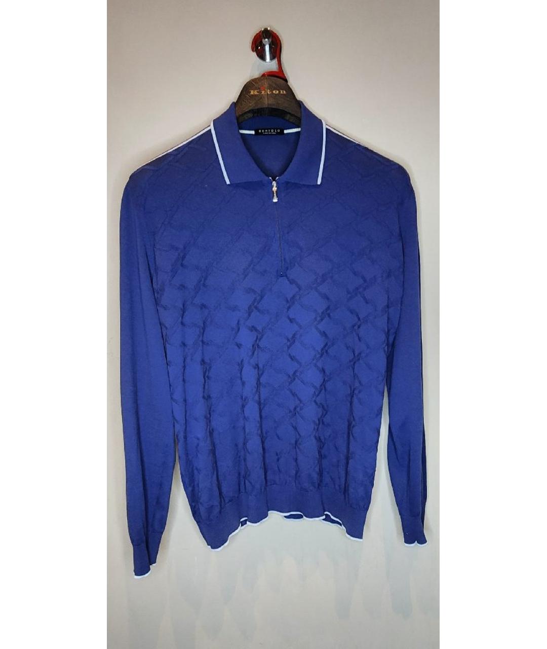 BERTOLO LUXURY MENSWEAR Темно-синий хлопковый джемпер / свитер, фото 5