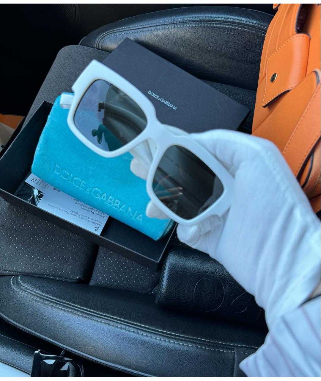 DOLCE&GABBANA Белые пластиковые солнцезащитные очки, фото 8