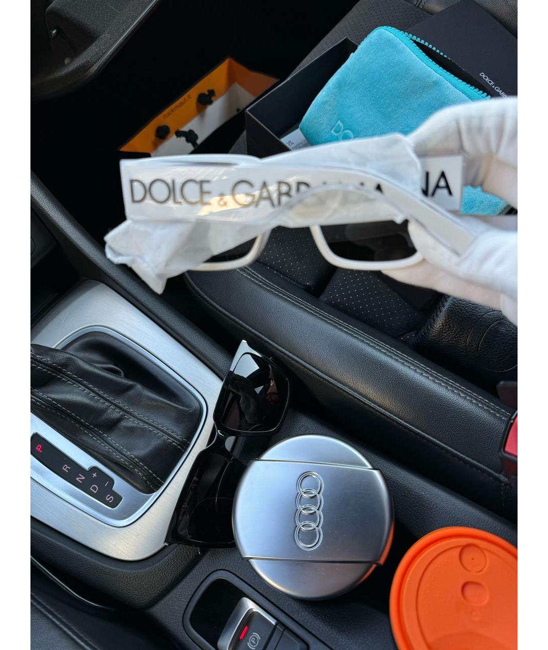 DOLCE&GABBANA Белые пластиковые солнцезащитные очки, фото 4