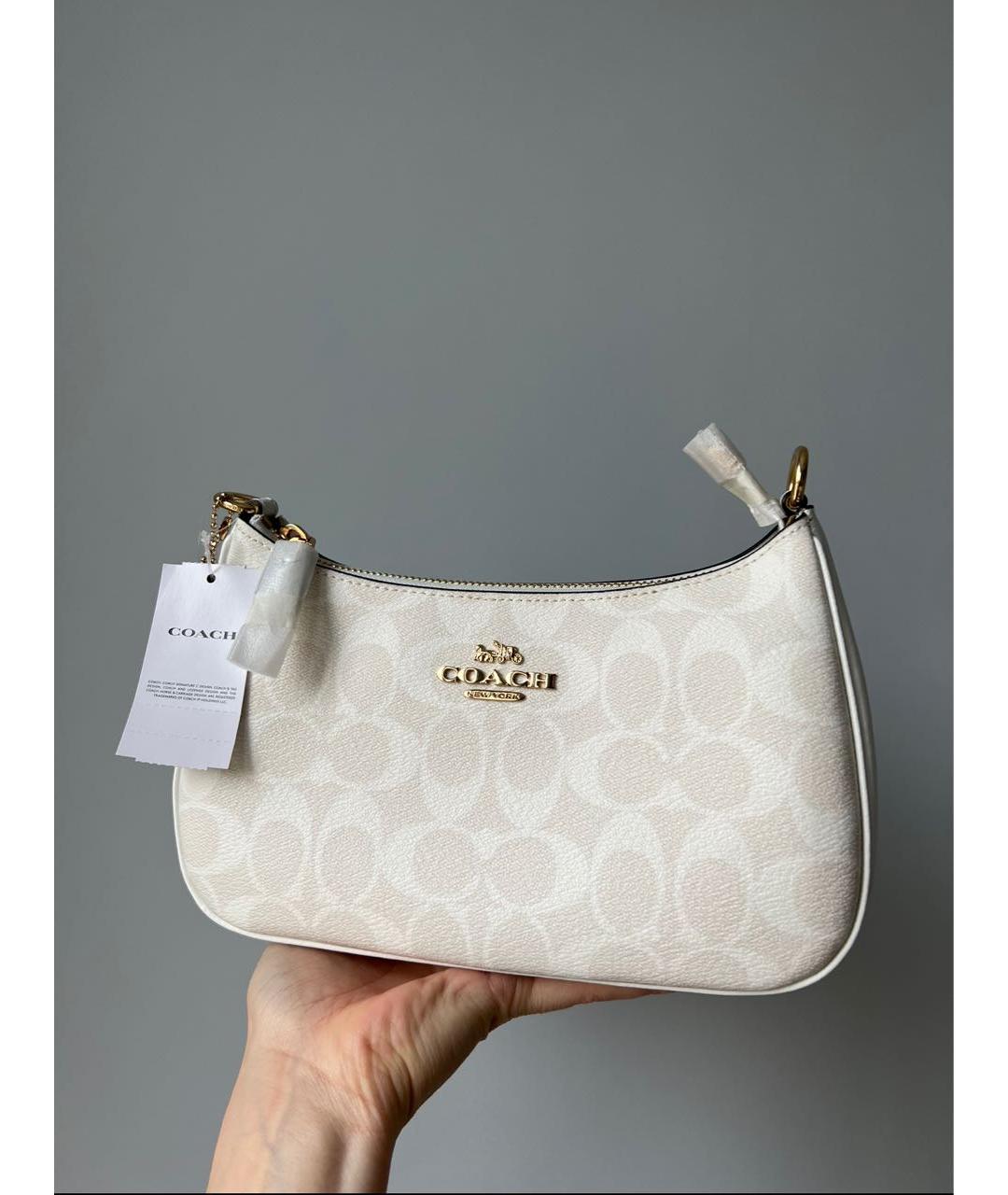 COACH Белая кожаная сумка через плечо, фото 5