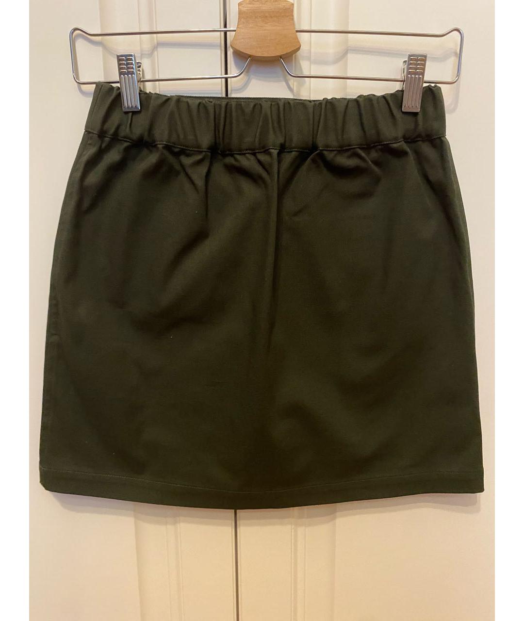 MAJE Хаки хлопковая юбка мини, фото 2