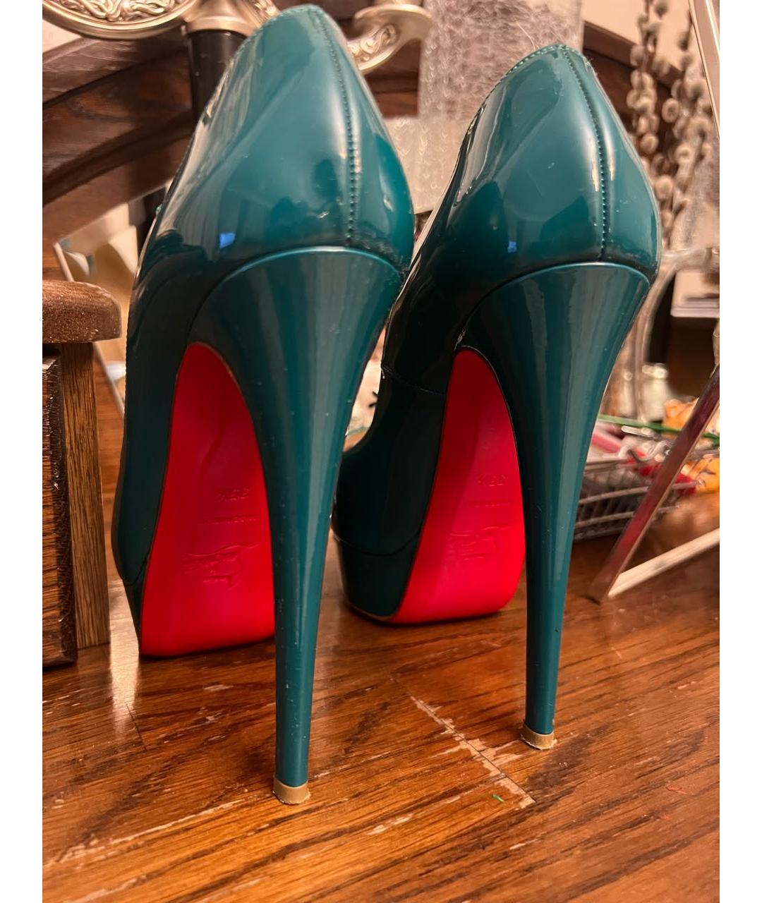 CHRISTIAN LOUBOUTIN Бирюзовые туфли из лакированной кожи, фото 4