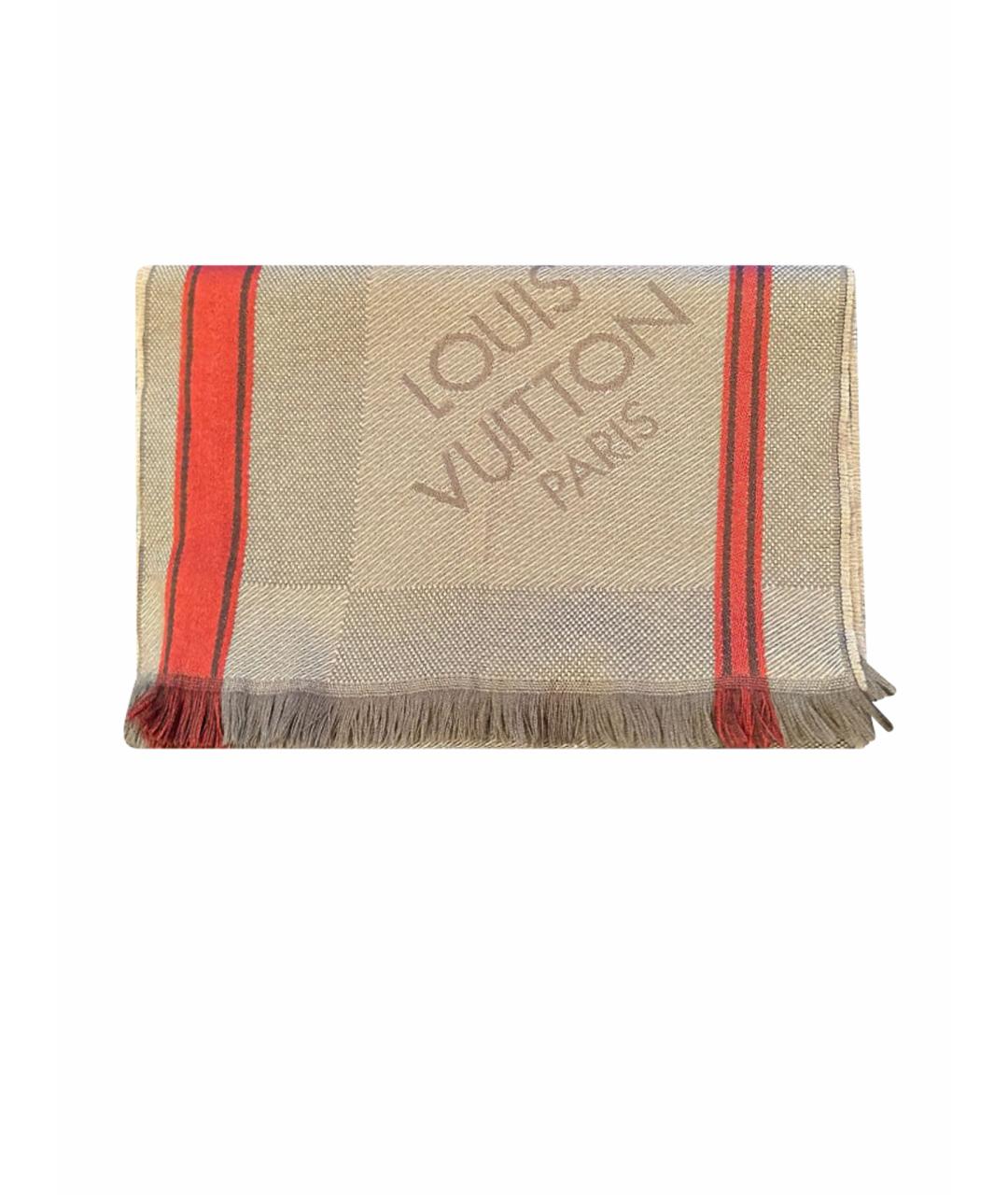 LOUIS VUITTON Коричневый шерстяной шарф, фото 1