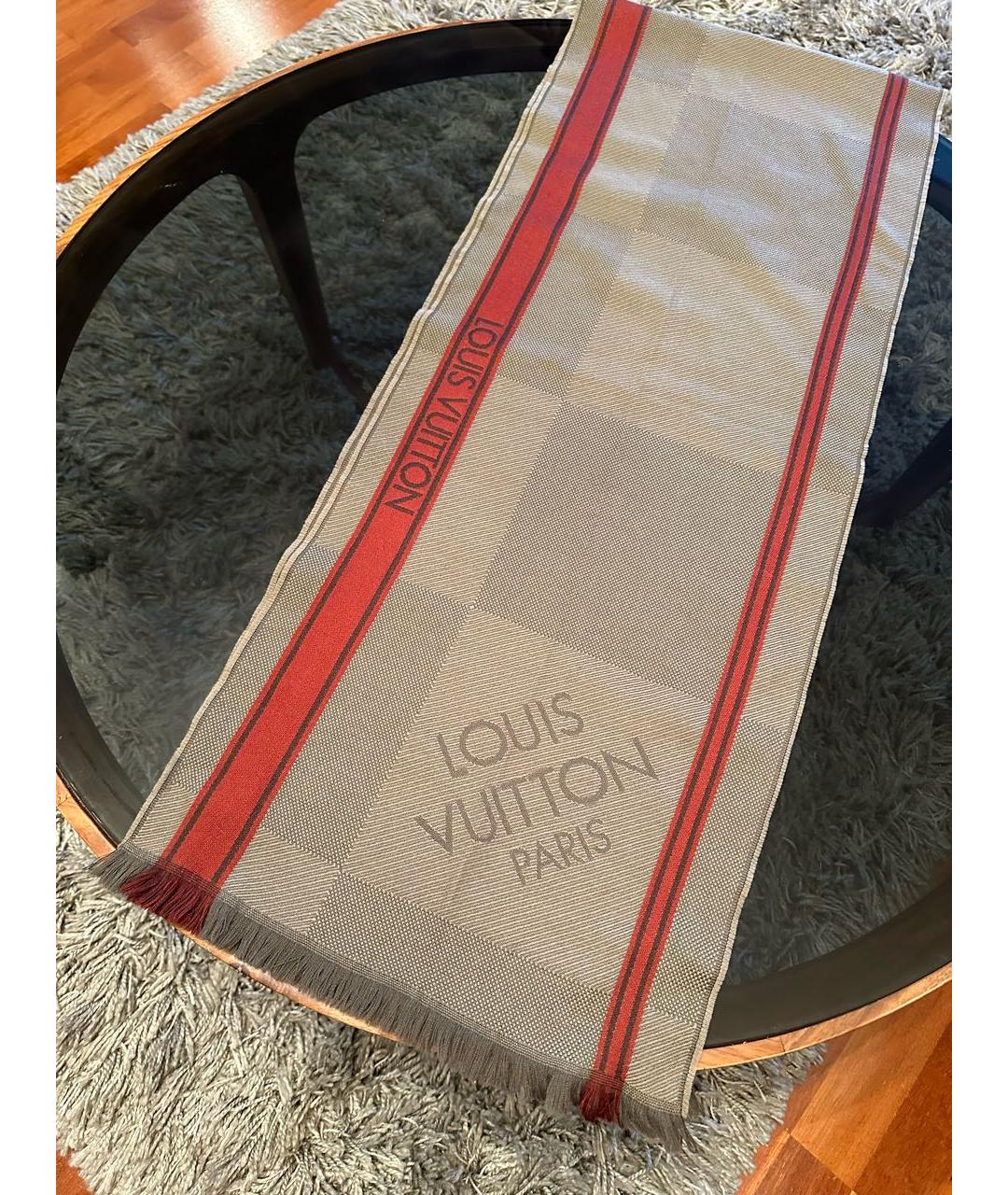 LOUIS VUITTON PRE-OWNED Коричневый шерстяной шарф, фото 2