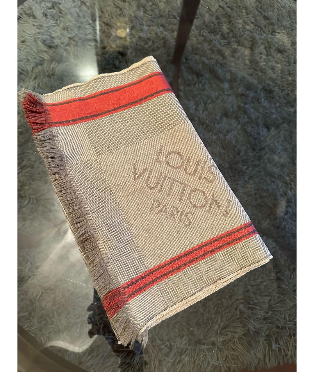 LOUIS VUITTON PRE-OWNED Коричневый шерстяной шарф, фото 6