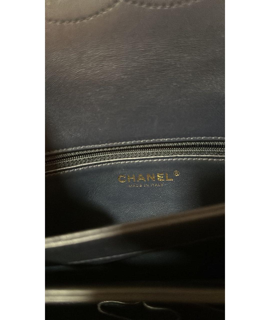 CHANEL PRE-OWNED Темно-синяя кожаная сумка через плечо, фото 5