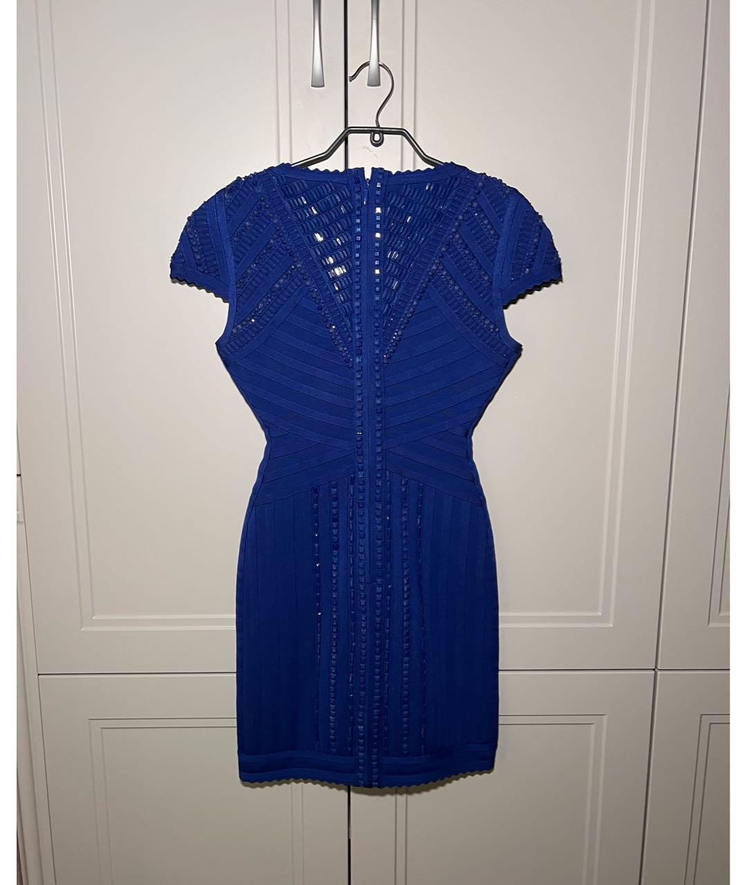 HERVE LEGER Темно-синее вискозное коктейльное платье, фото 3