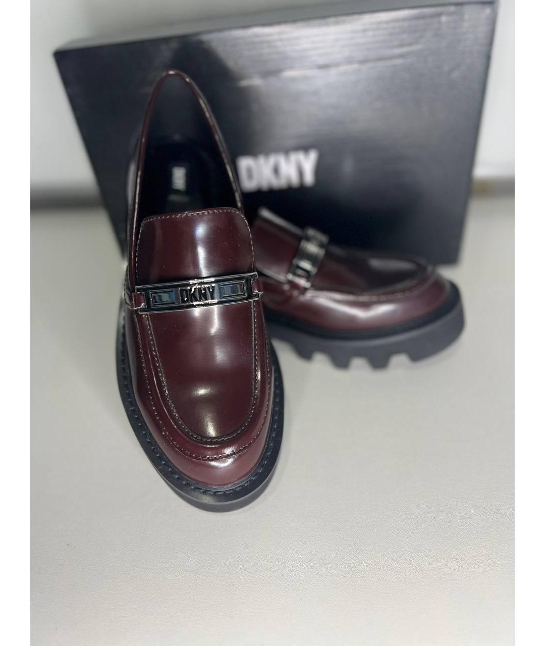 DKNY Бордовые кожаные лоферы, фото 6