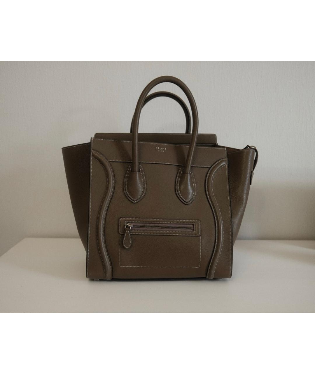 CELINE PRE-OWNED Коричневая кожаная сумка с короткими ручками, фото 8