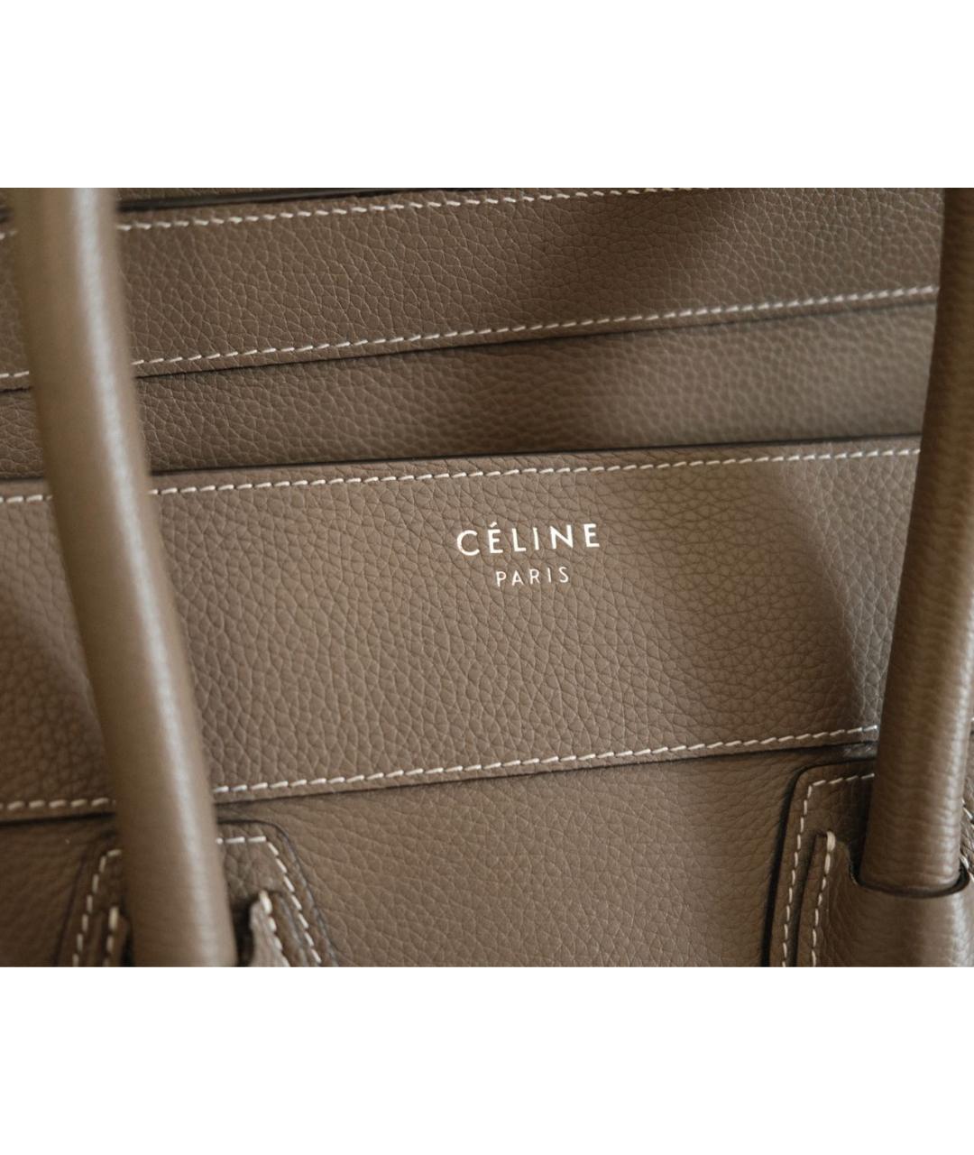 CELINE PRE-OWNED Коричневая кожаная сумка с короткими ручками, фото 6