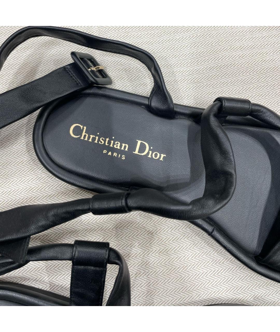 CHRISTIAN DIOR PRE-OWNED Черные кожаные босоножки, фото 2