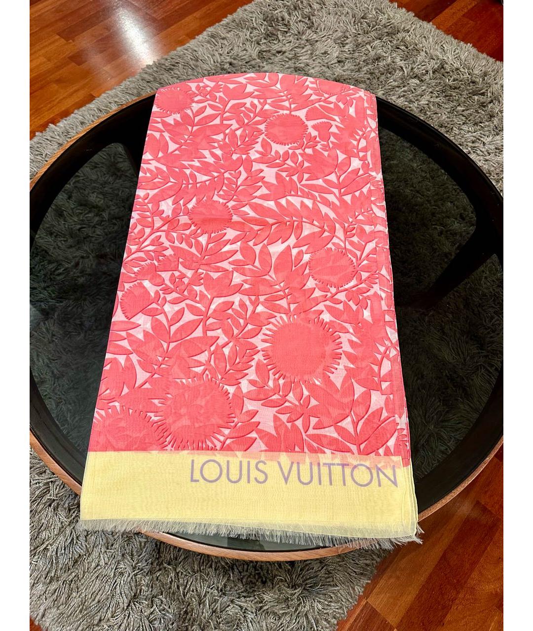 LOUIS VUITTON PRE-OWNED Коралловый хлопковый платок, фото 2
