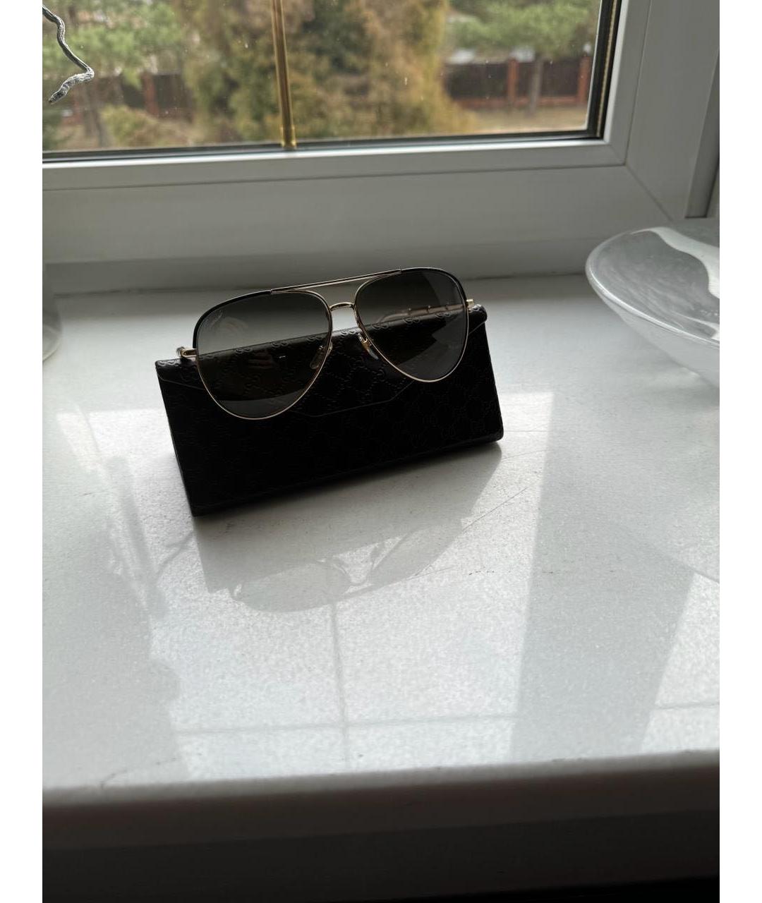 GUCCI Антрацитовые металлические солнцезащитные очки, фото 4