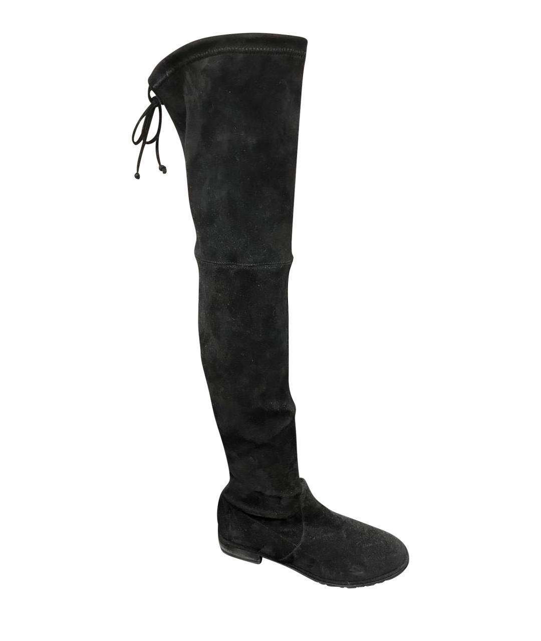 STUART WEITZMAN Черные замшевые ботфорты, фото 1