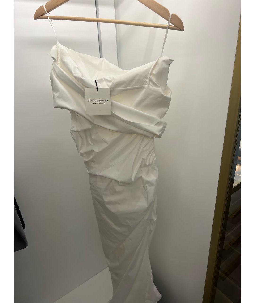 PHILOSOPHY DI LORENZO SERAFINI Белое полиэстеровое коктейльное платье, фото 5