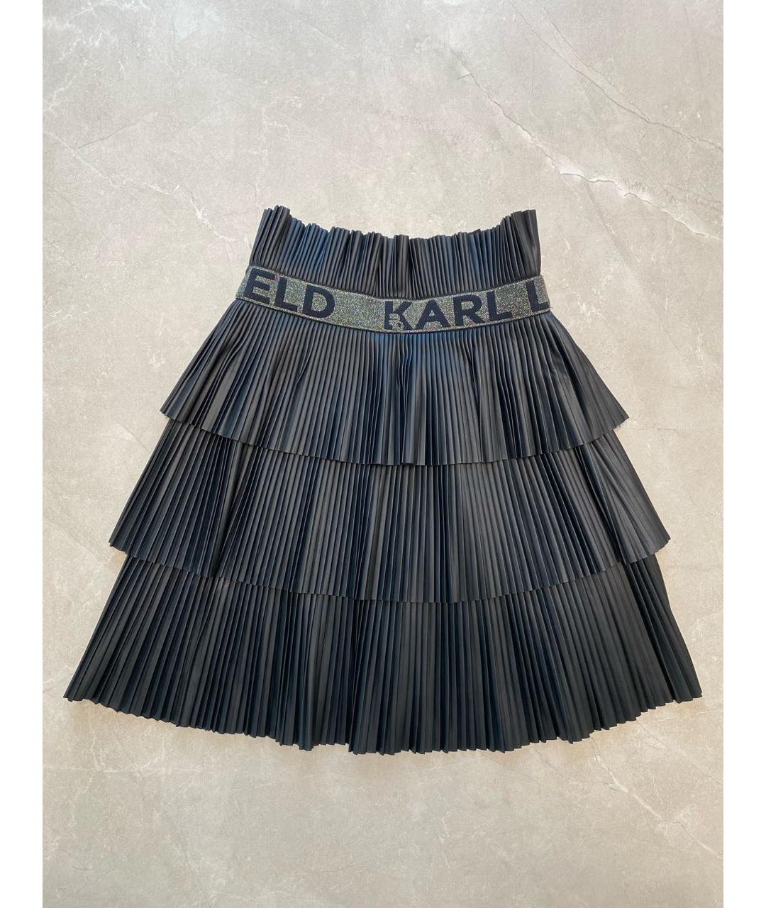 KARL LAGERFELD KIDS Черная полиэстеровая юбка, фото 6