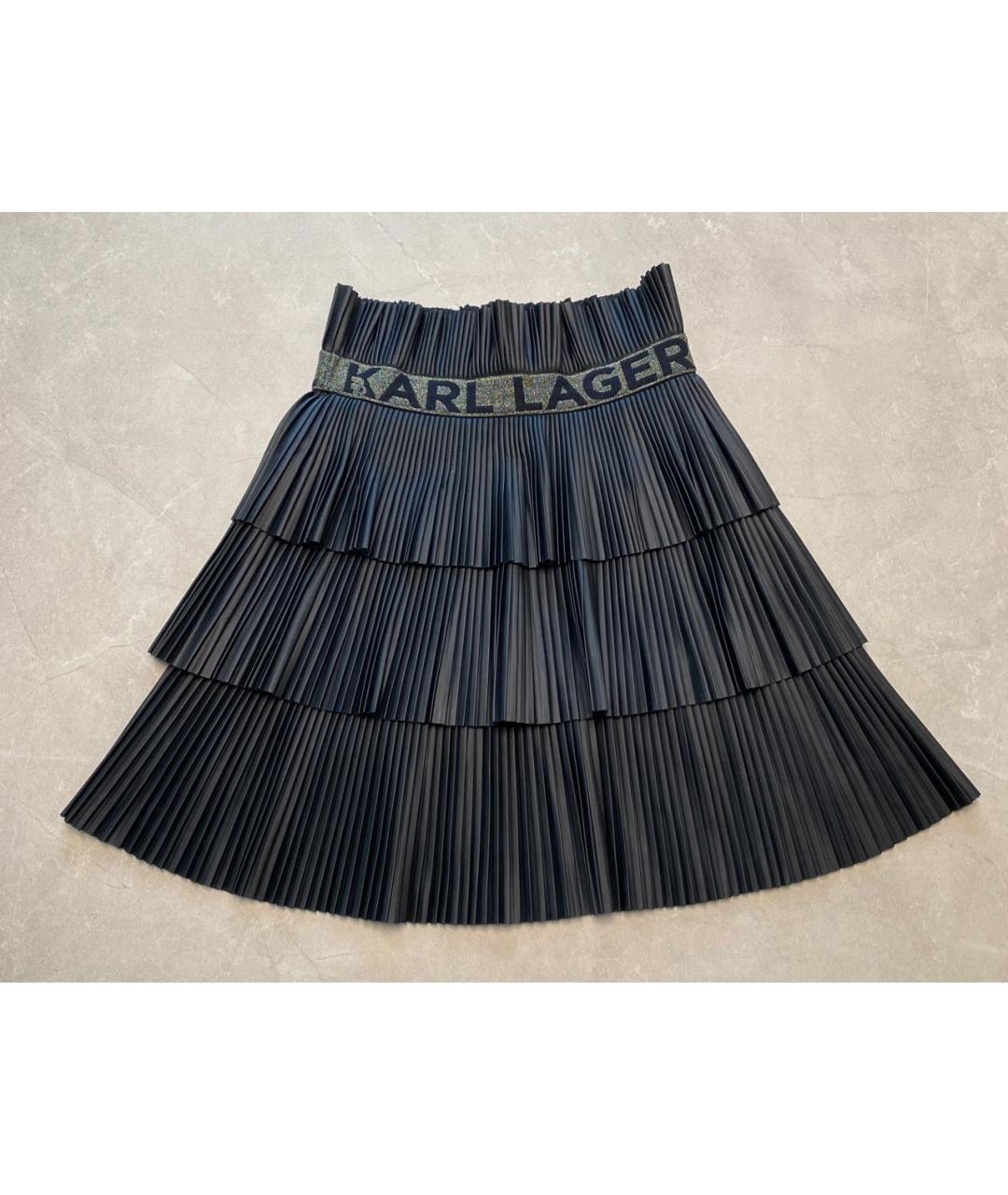 KARL LAGERFELD KIDS Черная полиэстеровая юбка, фото 8