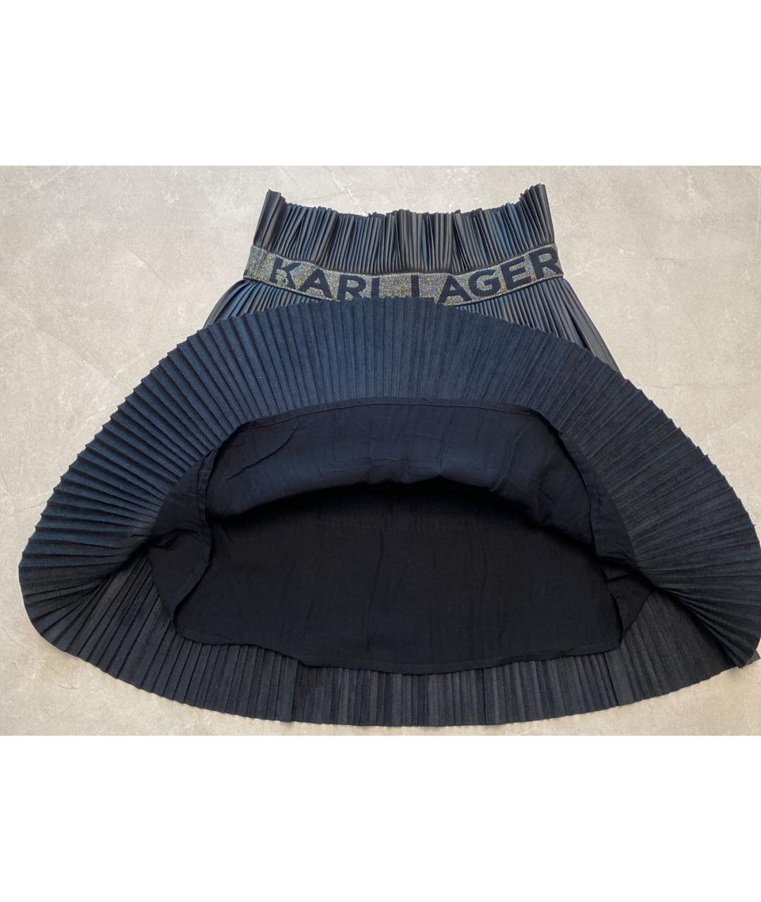KARL LAGERFELD KIDS Черная полиэстеровая юбка, фото 2