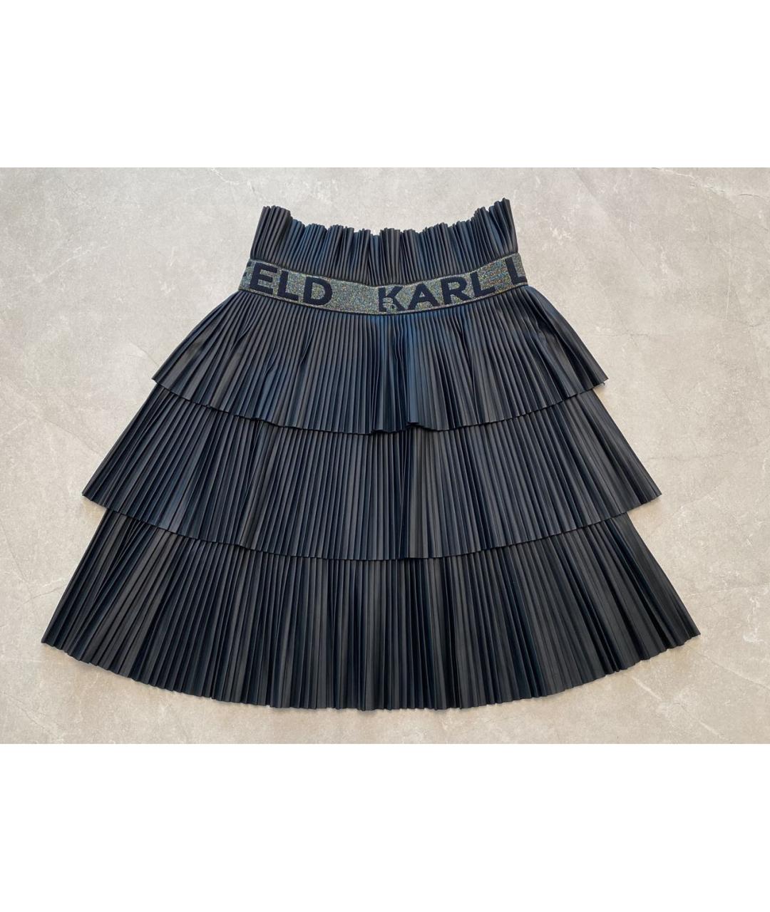 KARL LAGERFELD KIDS Черная полиэстеровая юбка, фото 3