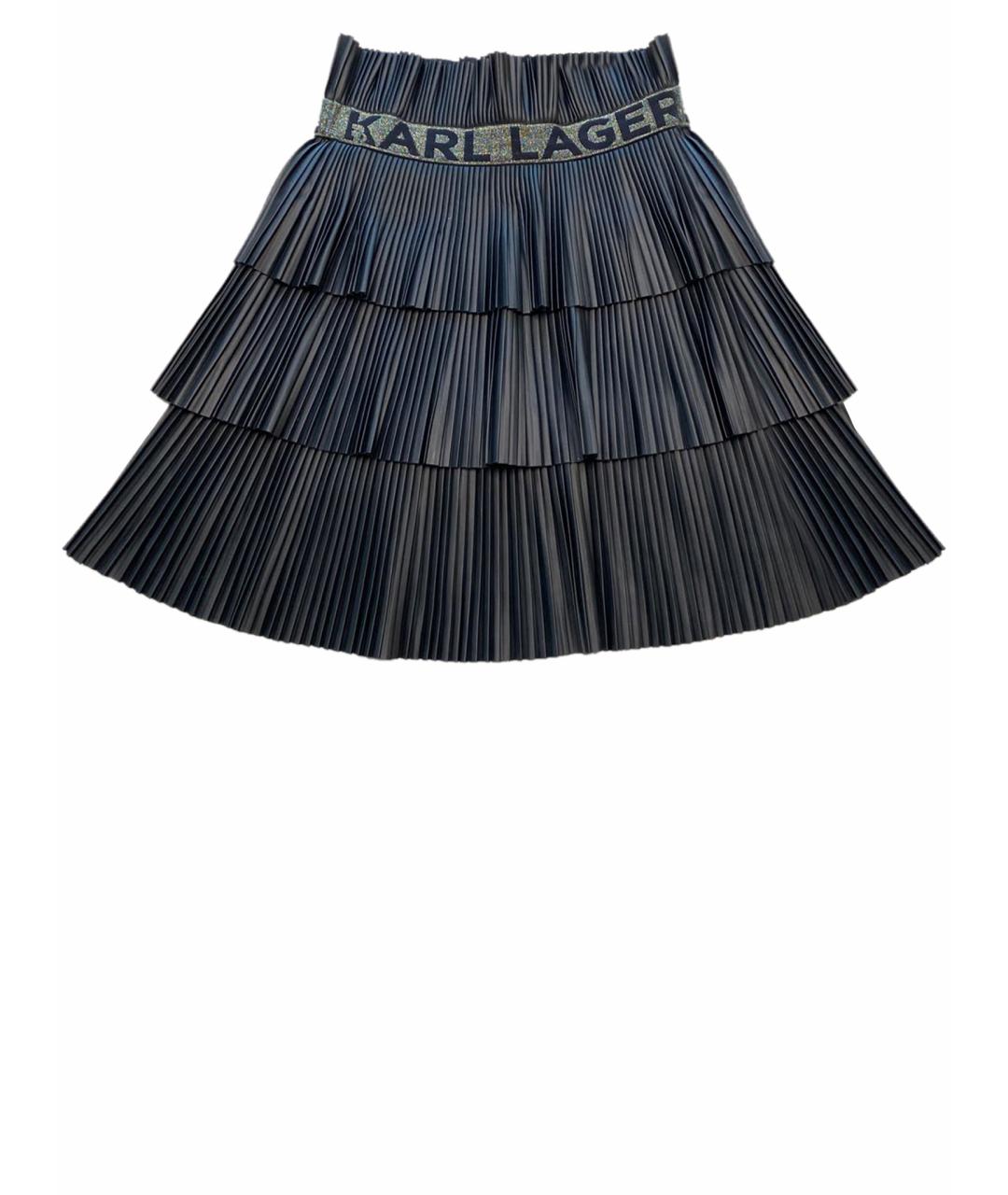 KARL LAGERFELD KIDS Черная полиэстеровая юбка, фото 1