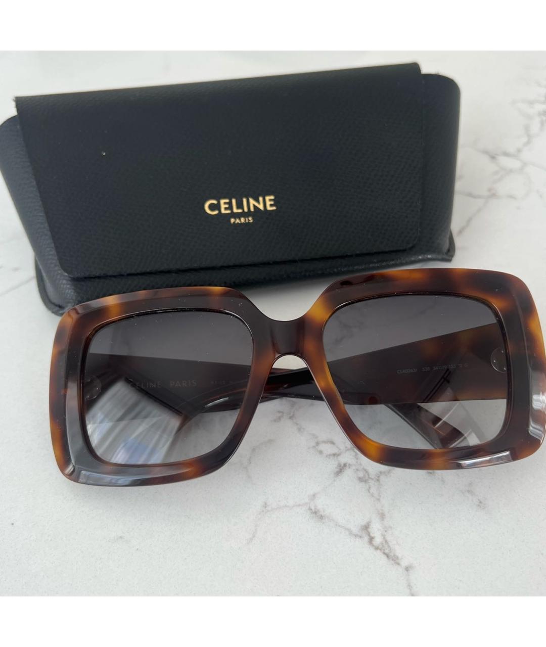 CELINE PRE-OWNED Коричневые пластиковые солнцезащитные очки, фото 2
