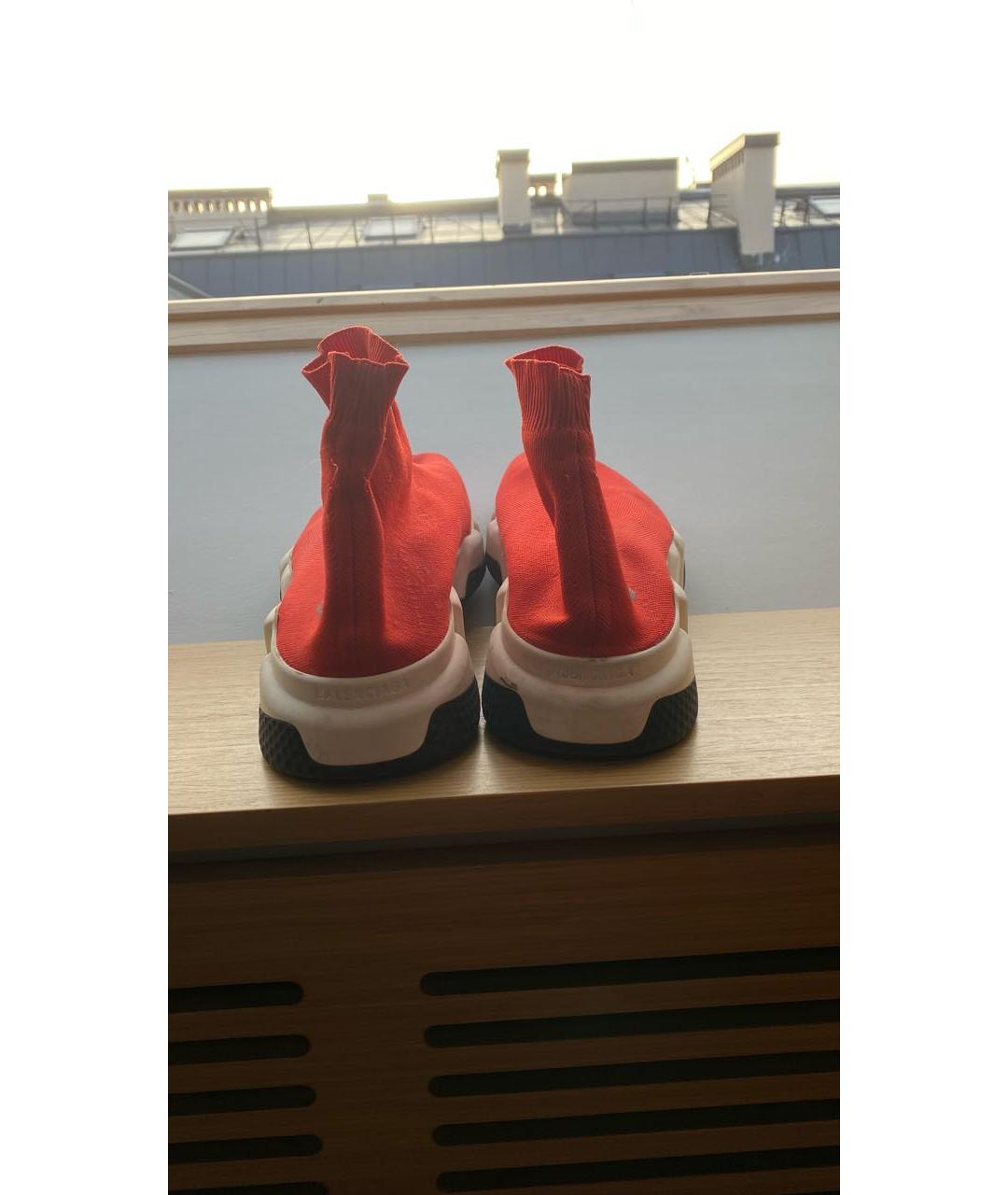 BALENCIAGA Красные текстильные высокие кроссовки / кеды, фото 3