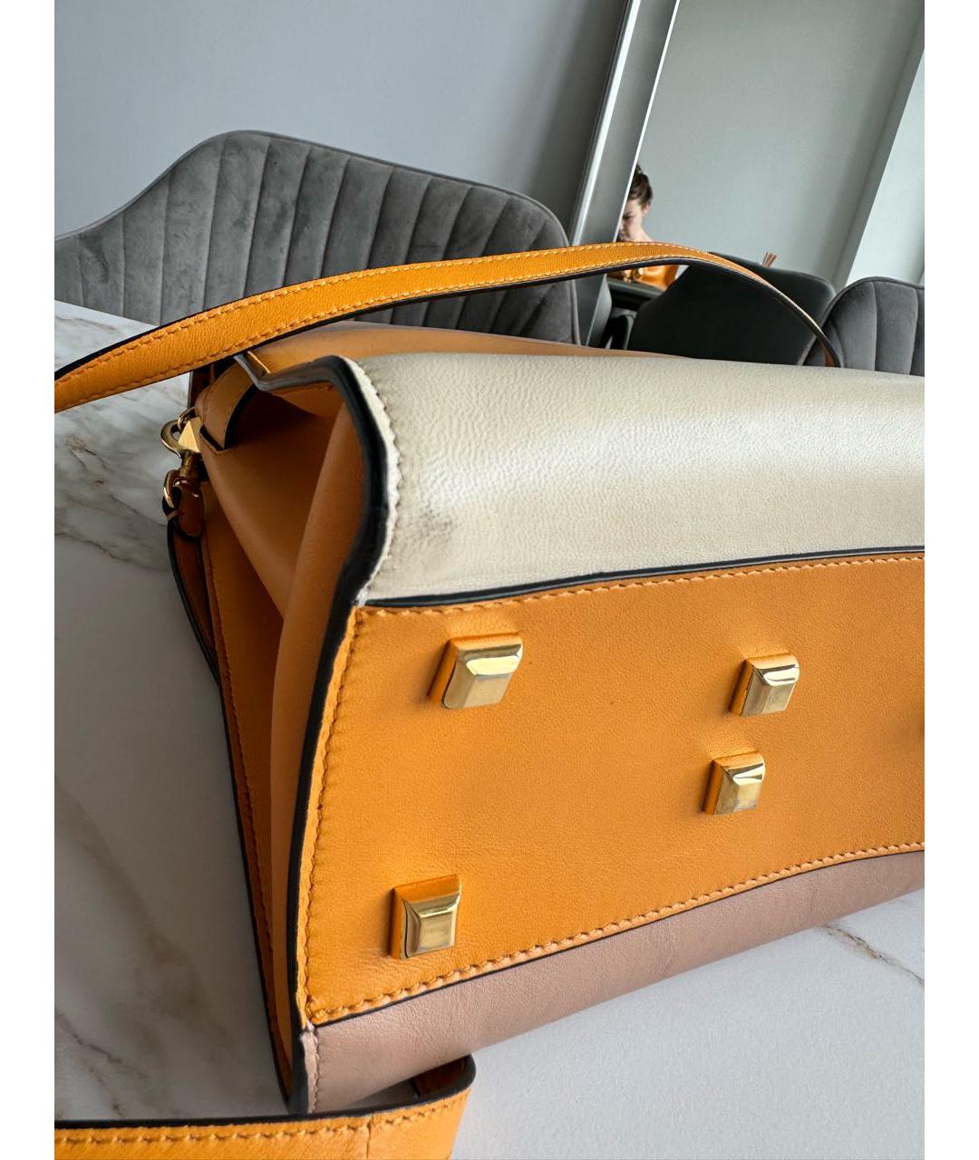 VALENTINO Оранжевая кожаная сумка тоут, фото 7