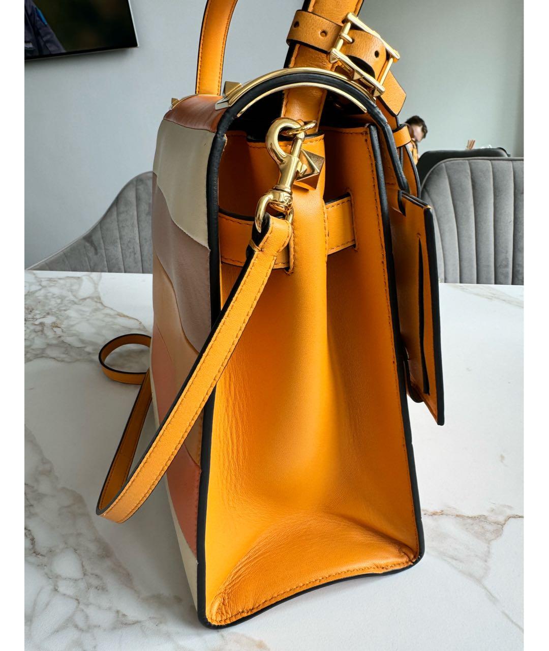 VALENTINO Оранжевая кожаная сумка тоут, фото 6
