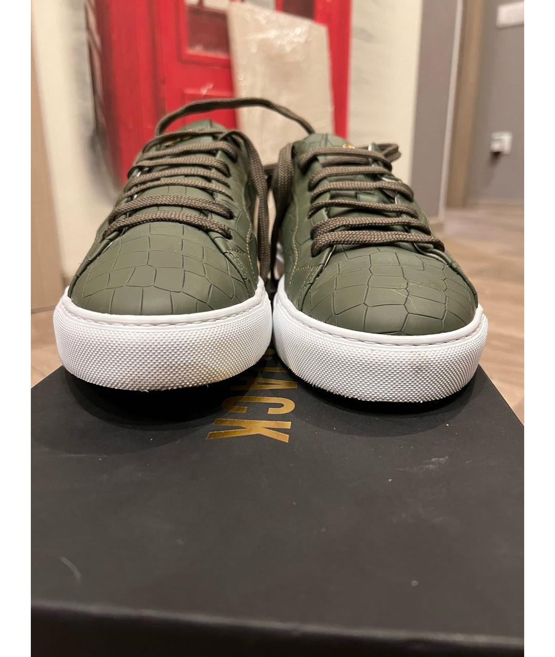 HIDE & JACK Зеленые кожаные низкие кроссовки / кеды, фото 2