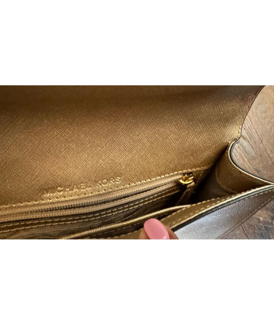 MICHAEL KORS Золотая сумка через плечо из искусственной кожи, фото 8