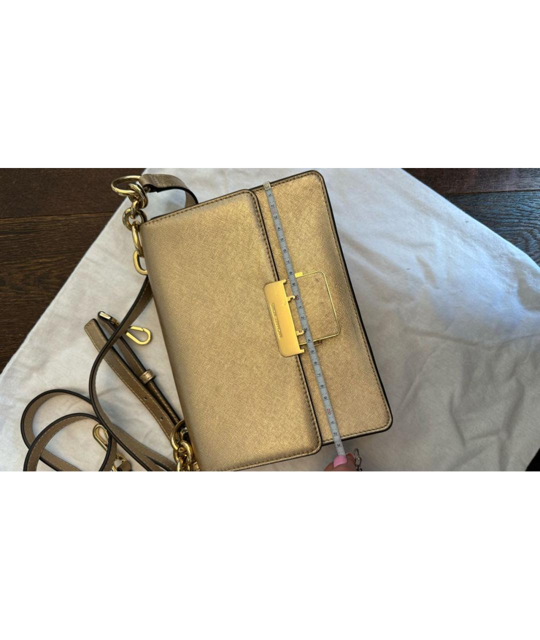 MICHAEL KORS Золотая сумка через плечо из искусственной кожи, фото 5