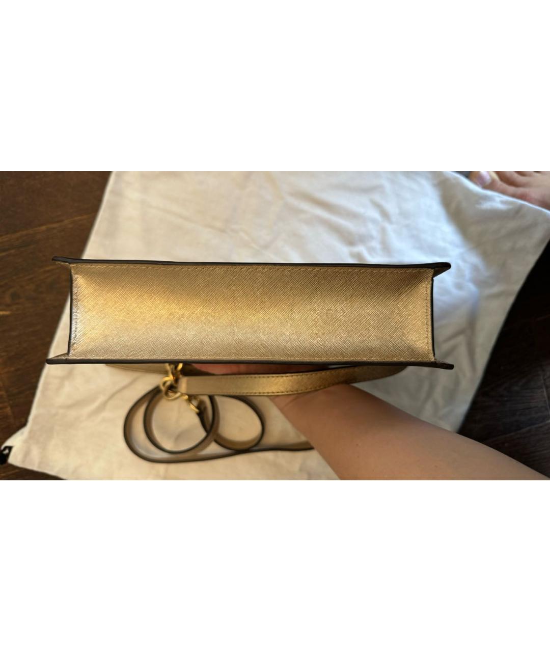MICHAEL KORS Золотая сумка через плечо из искусственной кожи, фото 4
