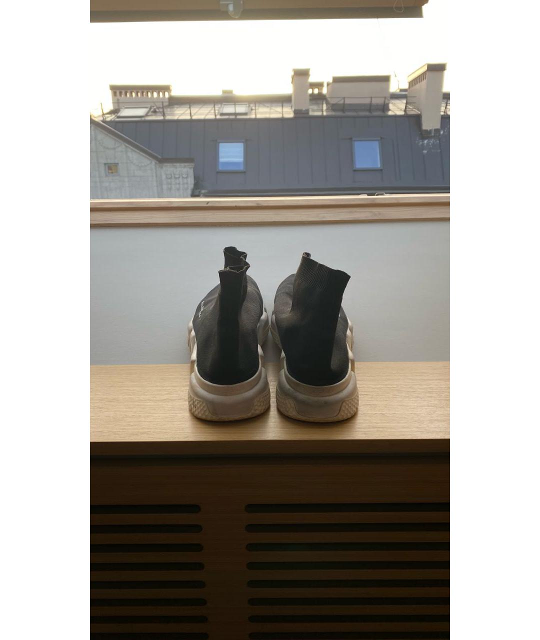 BALENCIAGA Черные текстильные высокие кроссовки / кеды, фото 4