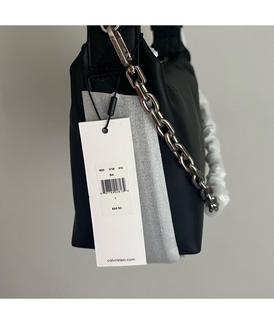 CALVIN KLEIN Черная сумка через плечо из искусственной кожи, фото 6