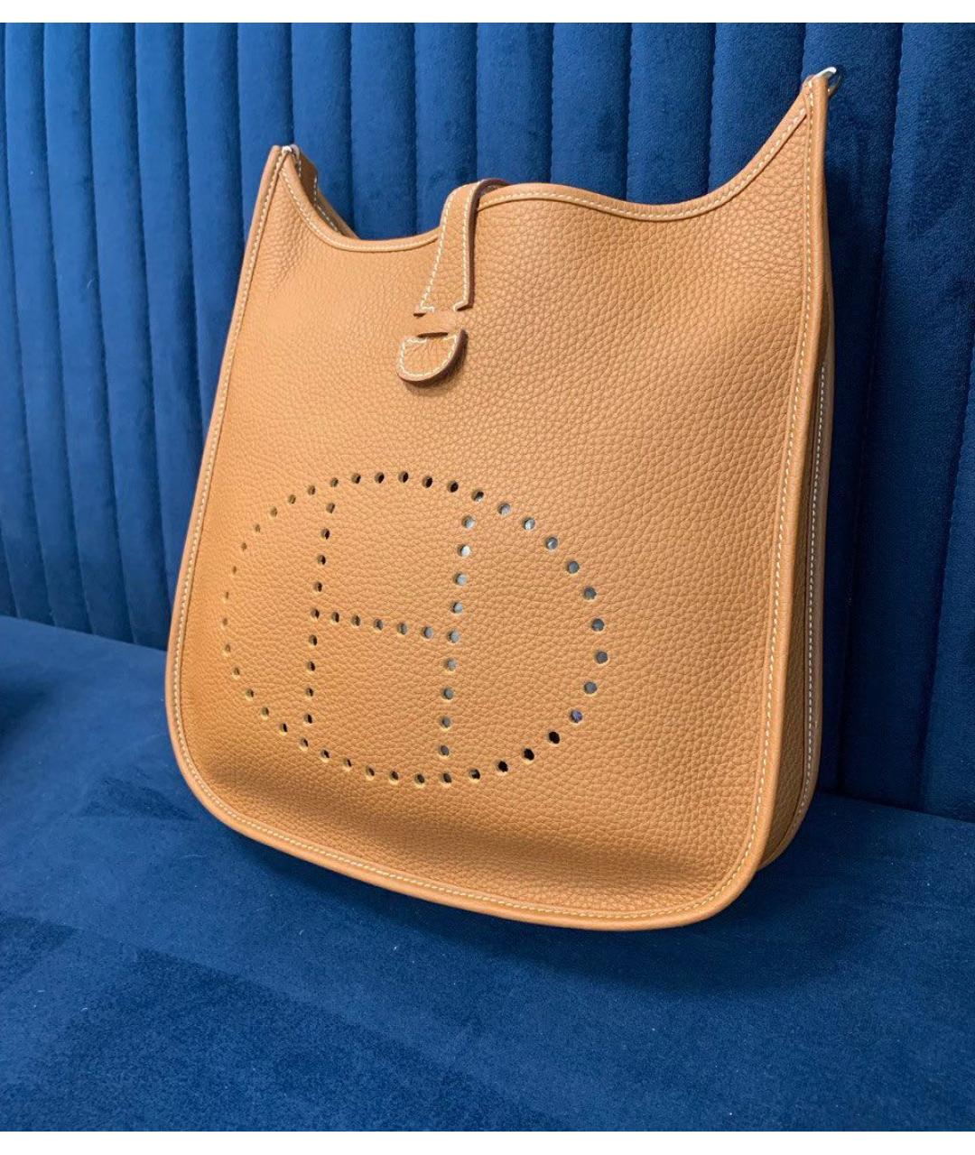 HERMES Оранжевая кожаная сумка через плечо, фото 3