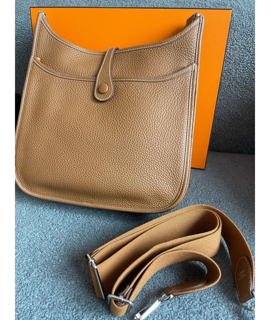 HERMES Оранжевая кожаная сумка через плечо, фото 4