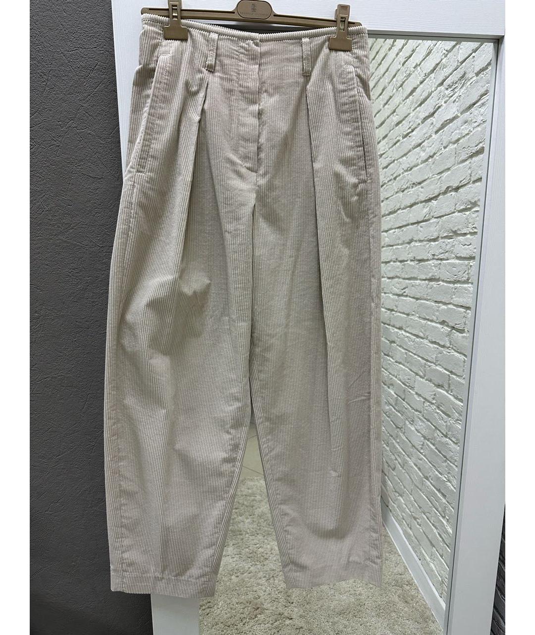 BRUNELLO CUCINELLI Бежевые хлопковые брюки широкие, фото 5