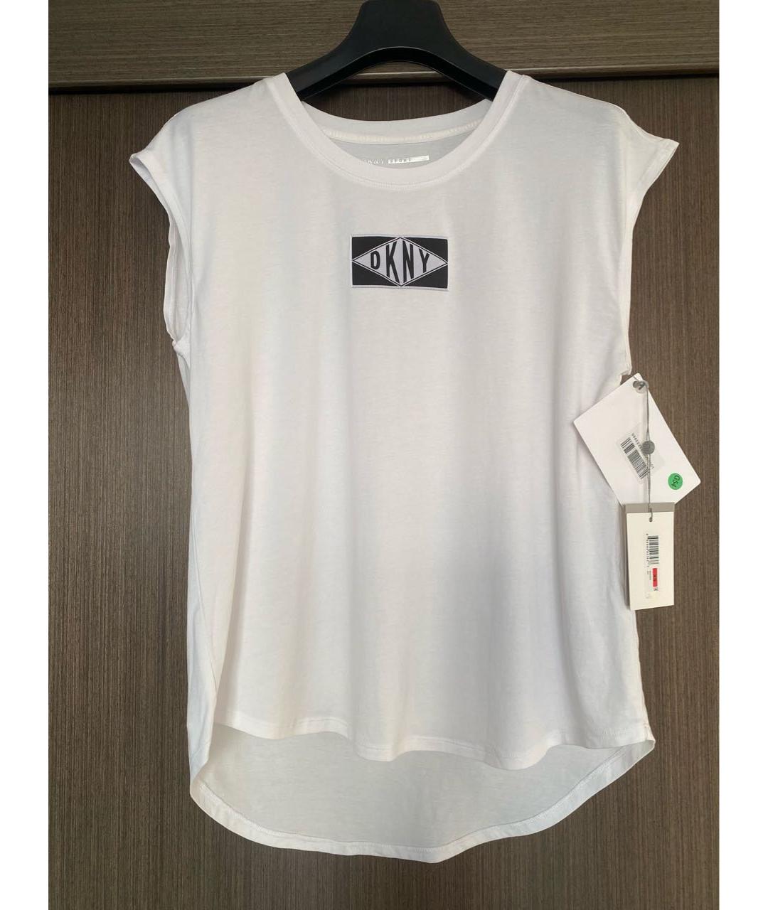 DKNY Белая хлопко-эластановая футболка, фото 3