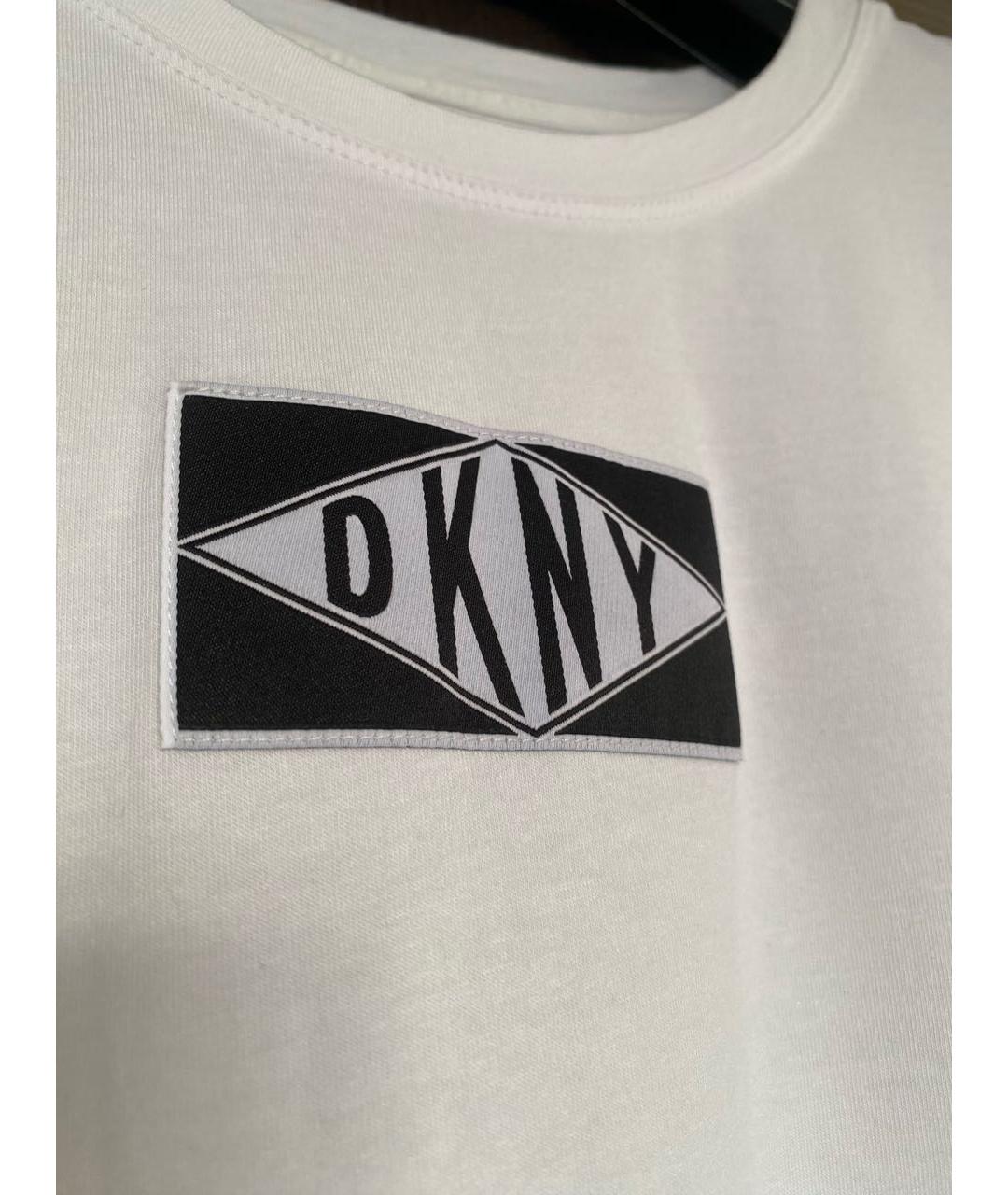 DKNY Белая хлопко-эластановая футболка, фото 4